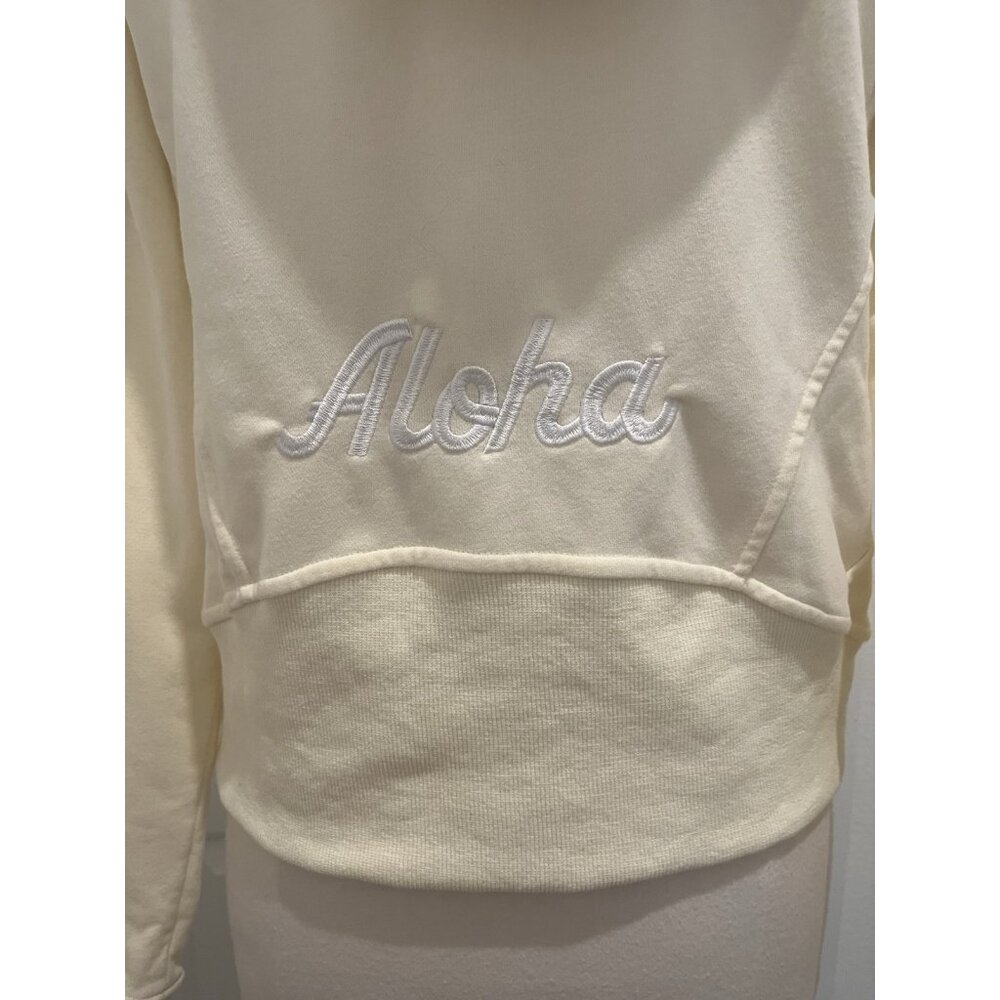 Powerhouse Gym Maui Crop Hoodie Thumb Holes Medium Embroidery Gorpcore Yellow - Picture 7 of 9